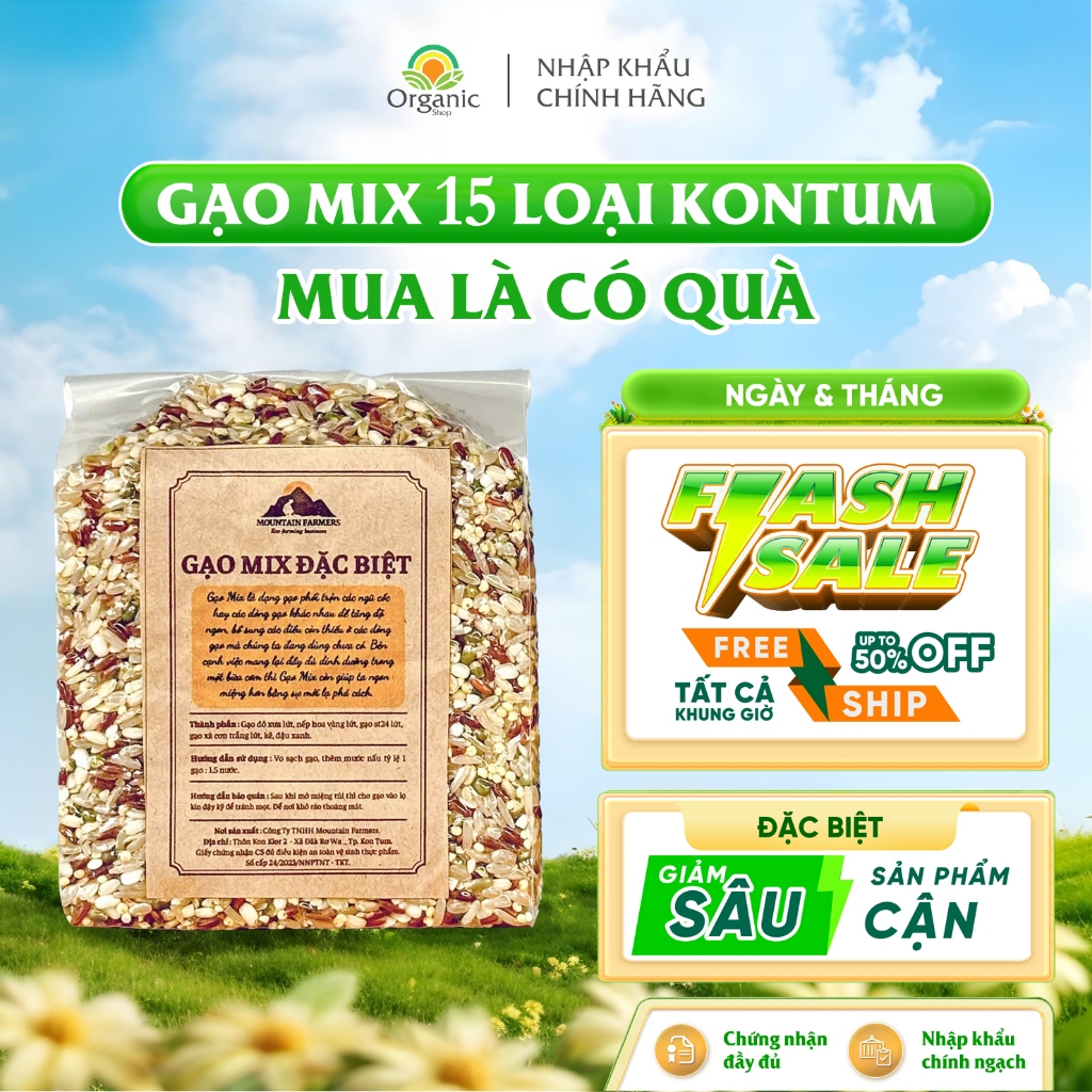 Gạo thực dưỡng 15 Loại Hạt & Ngũ Cốc 500gr KonTum Mountain Farmers