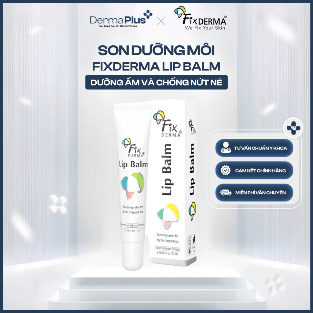 Son Dưỡng Môi Mềm Mượt Chống Khô Và Nứt Nẻ Môi Fixderma Lip Balm (15ml) - DermaPlus