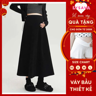  Chân váy bầu dáng suông Lysava chất nỉ tăm hàn dáng dài có dây điều chỉnh size CV2 