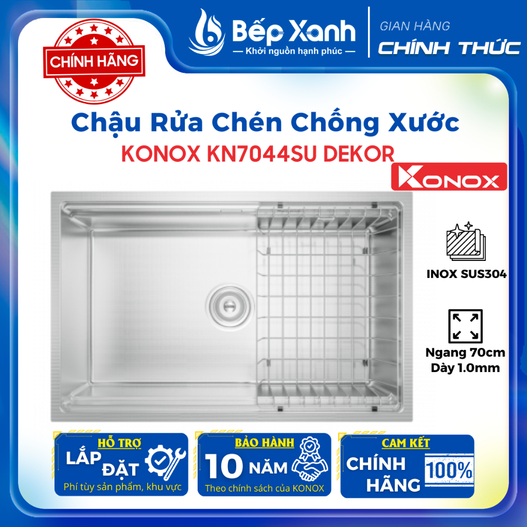 Chậu Rửa Bát Chống Xước Workstation Sink KONOX KN7044SU Dekor - Chất Liệu SS304 - Kích thước 70*44 c