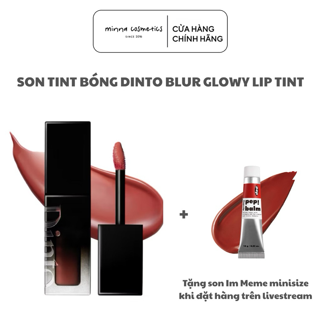 [Dinto] Son Tint Bóng Lì Thuần Chay Lâu Trôi Cho Môi Căng Mọng DINTO Blur-Glowy Lip Tint 25 màu 3,5g