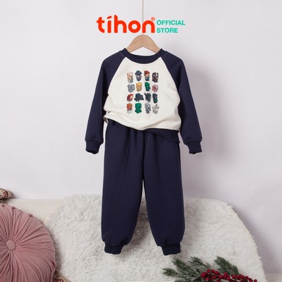 Set bộ cho bé TIHON cao cấp thiết kế bo gấu họa tiết siêu xinh cho bé từ 16kg - 45kg SET0744034