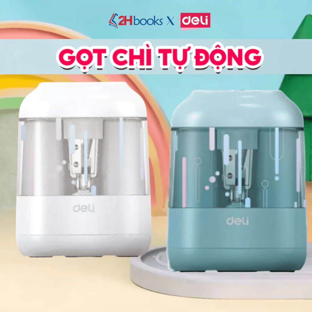 Gọt bút chì tự động Deli, chuốt bút chì tự động, gọt bút chì điện, dễ dàng thay lõi, sử dụng đến 8 n