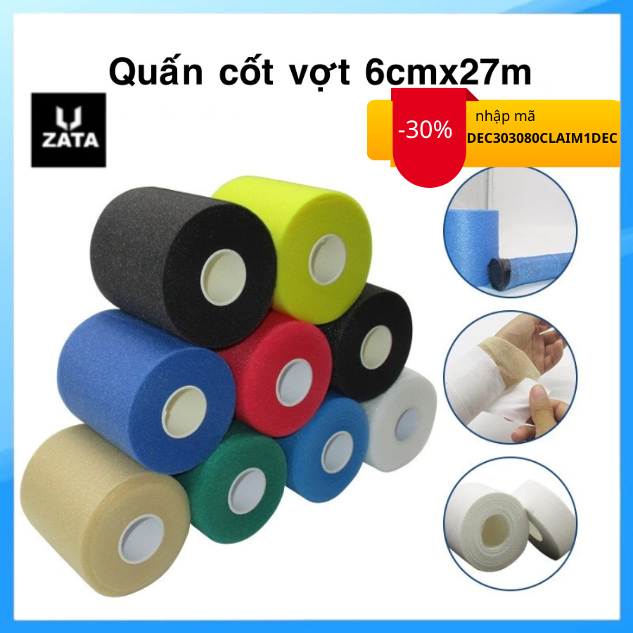 Quấn Cốt Vợt Cầu Lông ZATA Cuốn Cốt Quấn Cán Vợt cầu lông, pickleball, tennis, bóng bàn 6cmx27m -QCV