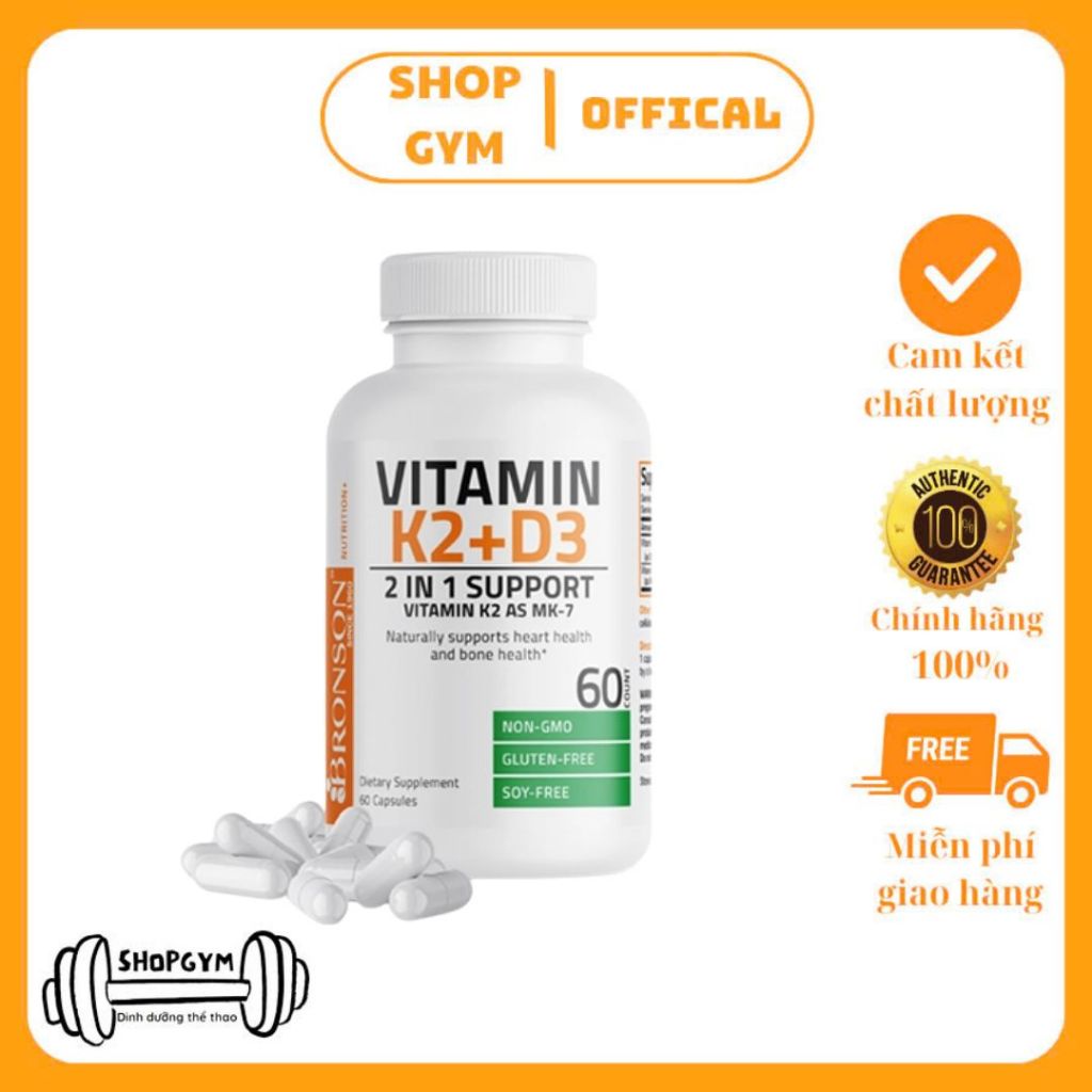 Thực phẩm chức năng hỗ trợ xương khớp Bronson Vitamin K2 + D3 - Nhập khẩu Mỹ vitamin tăng sức đề khá