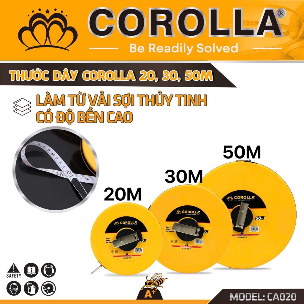 Thước dây  COROLLA  , thước cuộn cao cấp  20m- 30m- 50m CB020120/CB020530/CB020650