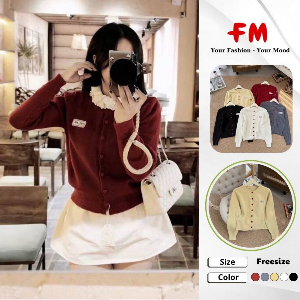 Áo Len Nữ Tay Dài FMSTYLE SHOP – 7 Nút Bọc Trơn Thanh Lịch Thời Trang Hàn Quốc 25120335