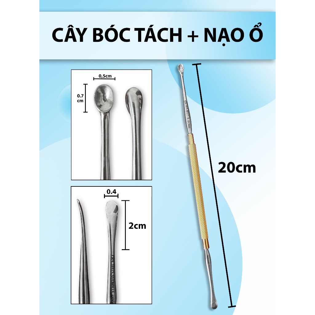 cây bóc tách 1 đầu, 1 đầu nạo ổ, cuvet