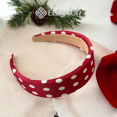 Băng đô cài tóc nữ Eleanor Accessories đỏ phối chấm bi phong cách tết phụ kiện tóc bờm tóc 11046