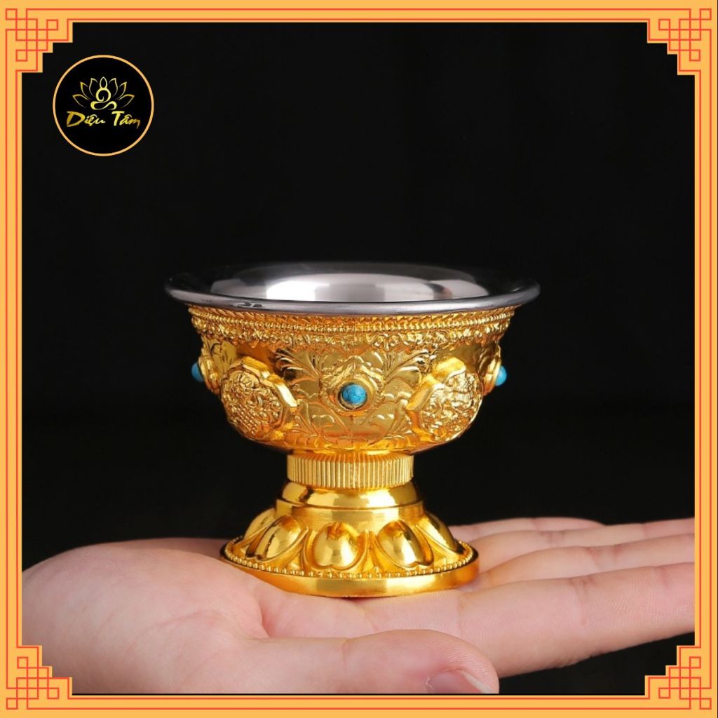 Ly nước cúng dường hợp kim Chung nước thờ cúng Cát Tường Mật Tông chén thờ trang trí bàn thờ - đồ th