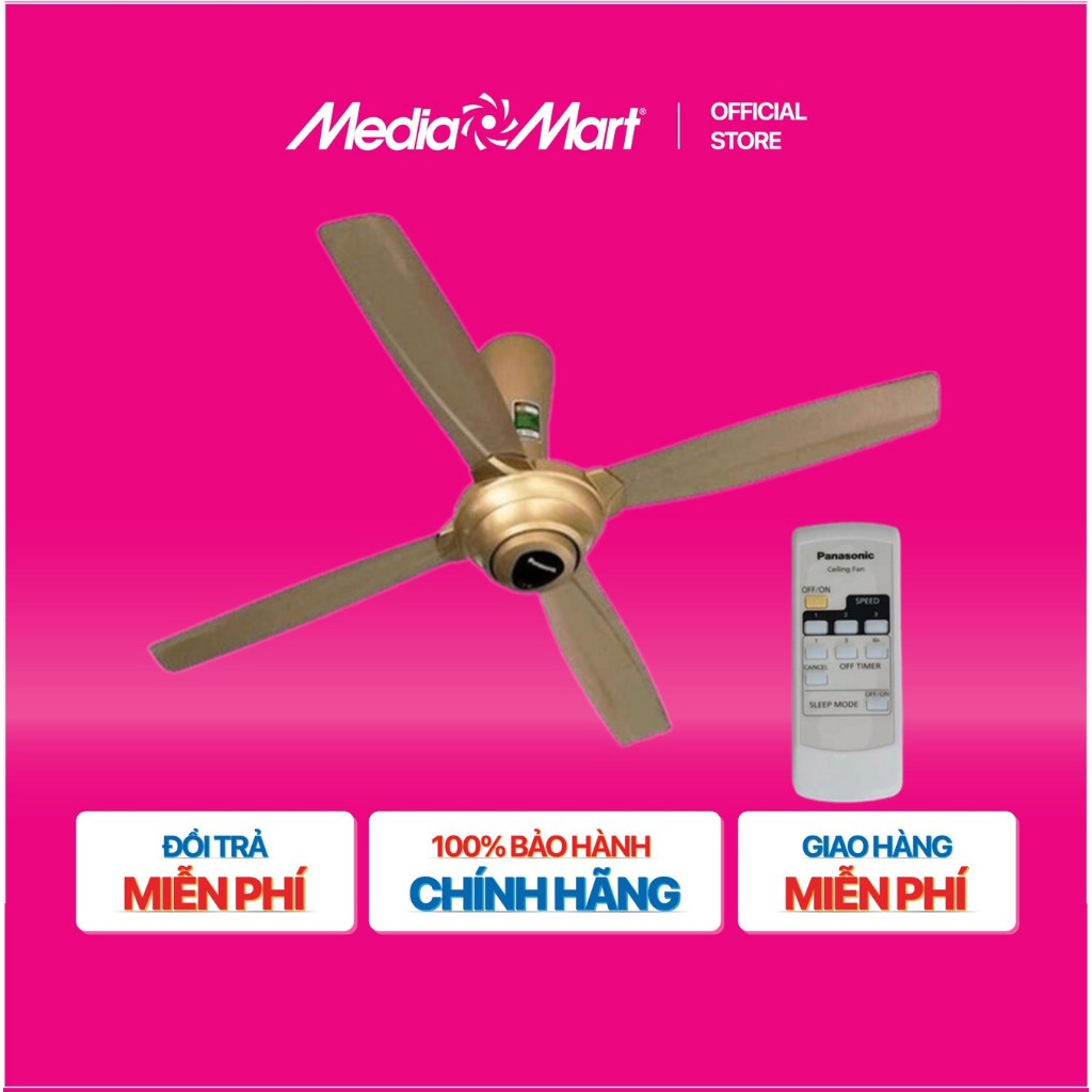 [MEDIAMART] - Quạt trần 4 cánh Panasonic F-56MPG-GO-vàng-có điều khiển-ti30-Malaysia - FREESHIP,Bảo 