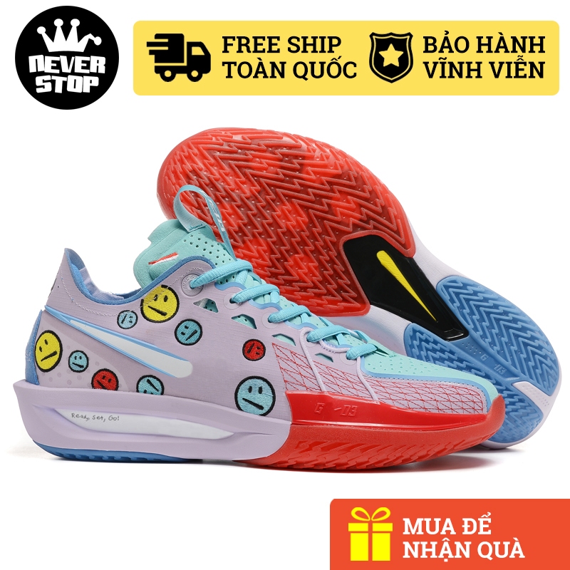 Giày bóng rổ GT CUT 3 JUSTICE SMILEY bản đẹp chuyên chơi indooor outdoor, bộ đế ZoomX êm chân NeverS