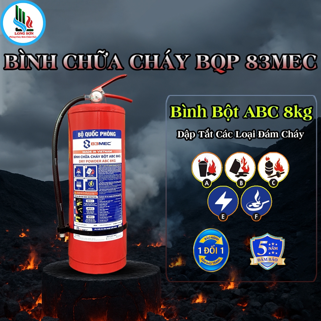 Bình chữa cháy Bộ Quốc Phòng 83MEC, bình bột ABC 8kg