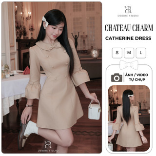  Derose Studio - Váy Nữ Sang Chảnh CATHERINE DRESS Đầm Thiết Kế Tiểu Thư Liền Dáng Chữ A Tay Bồng 