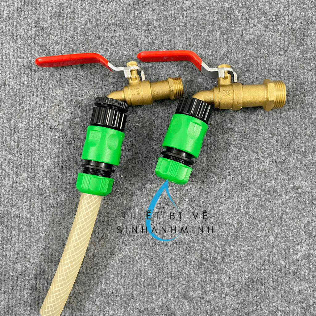 Đầu nối nhanh vòi nước với ống dẫn nước 2 chi tiết. Đầu nối nhanh ren 21,27 ra 21-Cút nối nhanh.