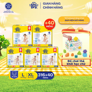   Siêu khô thoáng  Combo 5 Tã quần UniDry Siêu khô thoáng gói Super Jumbo mới size M76 L68 XL60 XXL54 + 8 miếng 