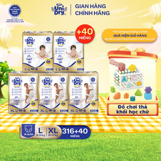   Siêu mỏng 2mm  Combo 5 Tã quần UniDry Supreme size M L XL XXL+ 8 miếng 