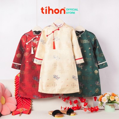 Áo dài bé trai TIHON cao cấp chất liệu gấm phong cách truyền thông cho bé từ 13kg - 45kg AD0744042