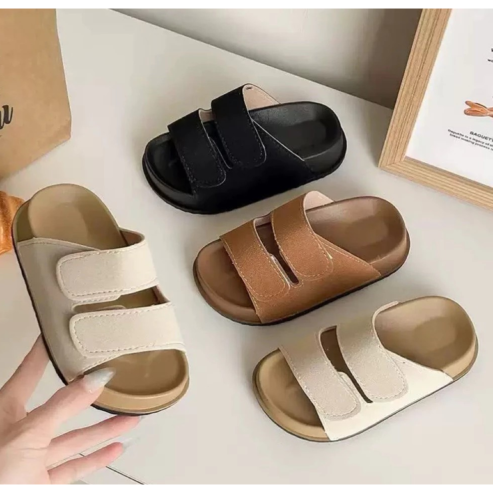 Dép Lê 2 quai dán da mềm đế cao su cho bé trai kiểu dáng basic hàn quốc siêu đẹp thời trang Mới