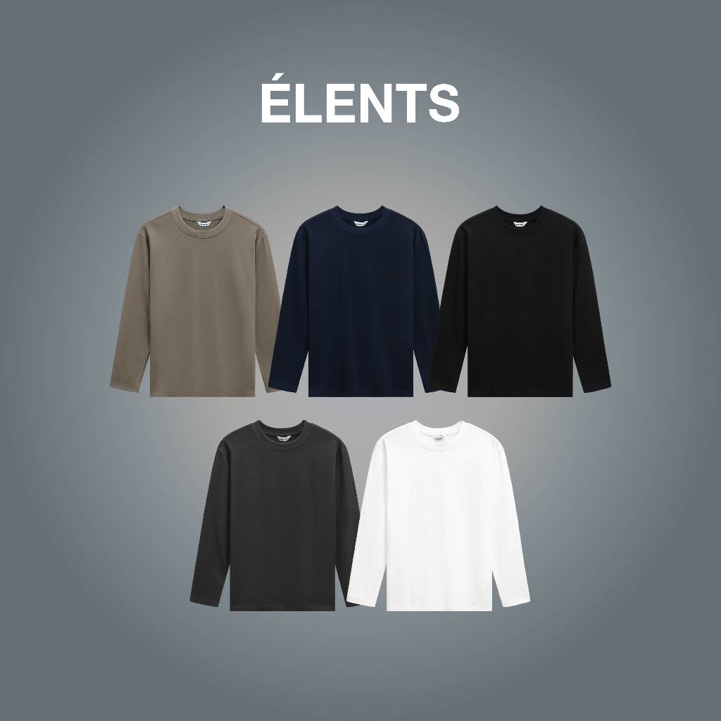 [HÀNG MỚI] Áo Thun Trơn Tay Dài Unisex Premium Cotton 260gsm ÉLENTS [Rémy] ESST095
