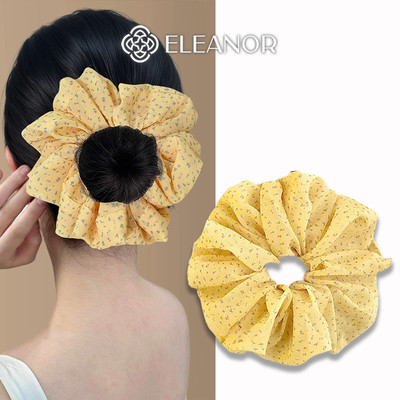 Dây buộc tóc nữ scrunchies Eleanor Accessories màu vàng phụ kiện tóc cột tóc to phồng 11033