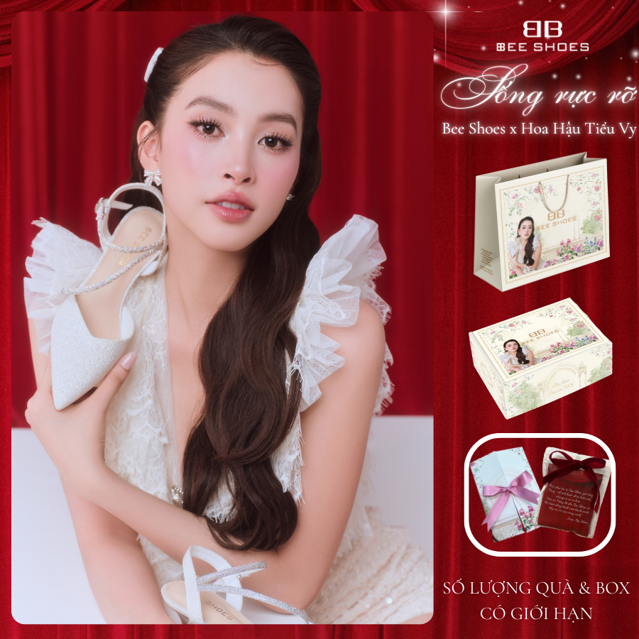 (BST Sống Rực Rỡ) Giày cao gót BEESHOES da kim tuyến mũi nhọn gót nhọn cao 7 phân sẵn màu đen - bạc 