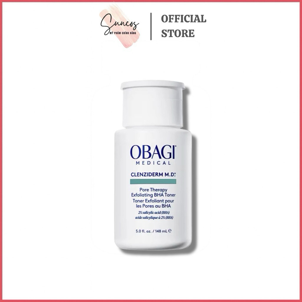 Toner 2% BHA Obagi Clenziderm M.D. Exfoliating sạch mụn, tẩy tế bào chết 148ml - Suncos