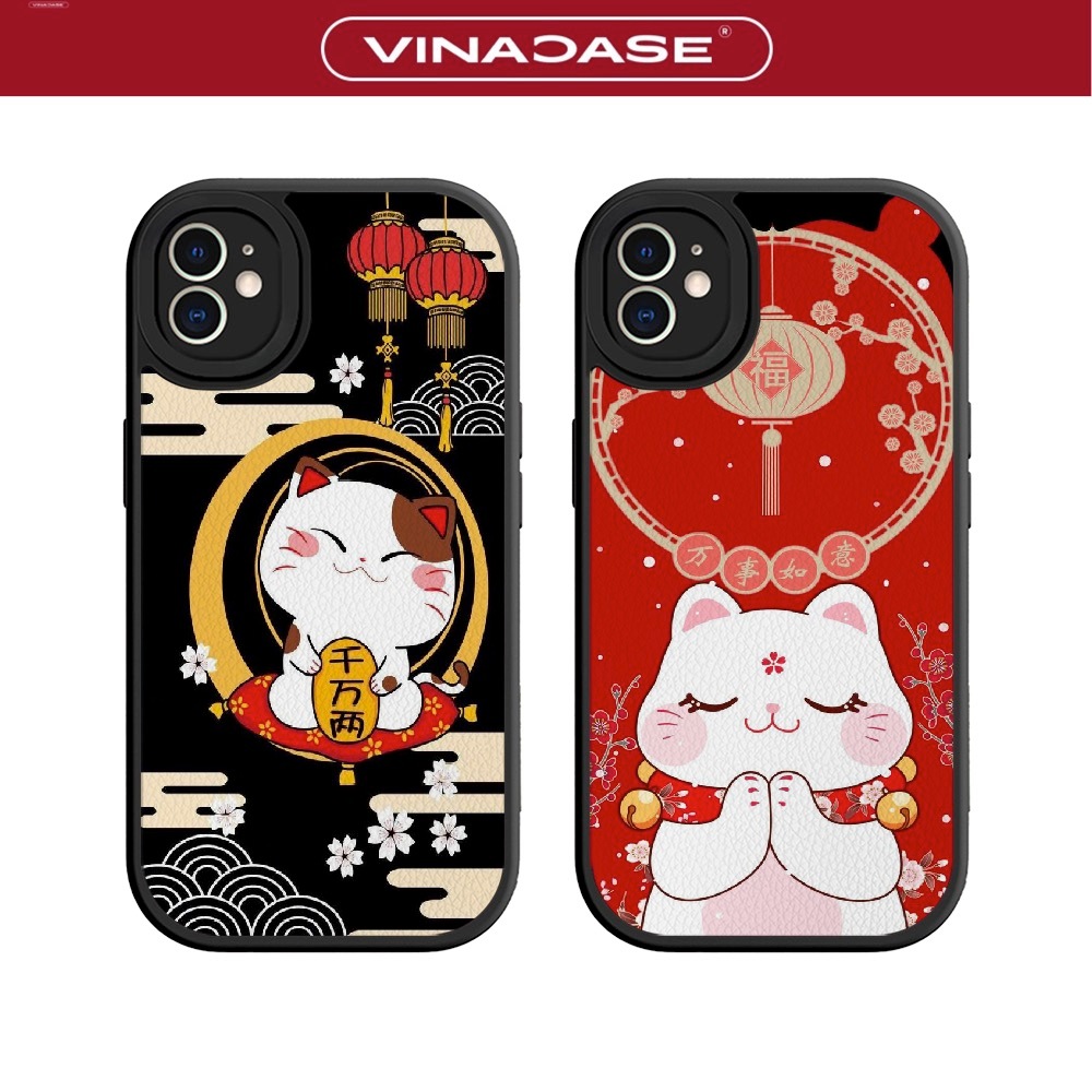 Ốp Lưng IPhone 11 Pro Max/12 Pro Max/14 Pro Max/15 Pro Max/16 Pro Max Vân Da Mèo Tết BST1