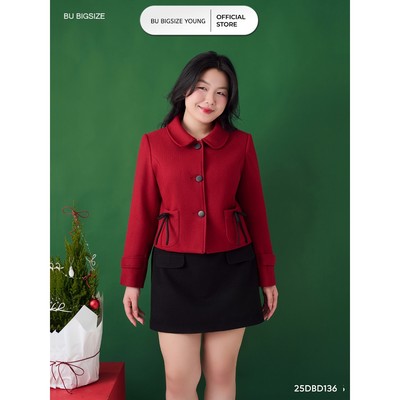 Set dạ cổ sen đính nơ túi BIGSIZE (55kg đến 95kg) - 25DBD136 - [BU Bigsize Young]