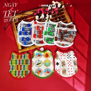Áo Thun Tết Cho Chó Mèo, Áo Thun Ba Lỗ Tết 2026 Cho Thú Cưng HihaPets, Áo Tết Bài Tây, Bầu Cua, Loto