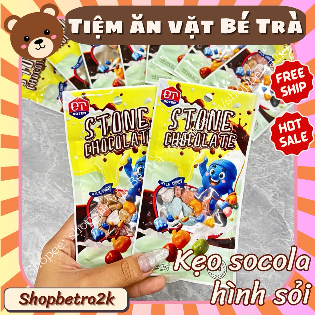 (Set 10 gói) Kẹo sỏi socola sữa (gói 16gr)