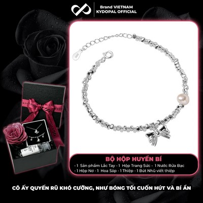 [HCM Hỏa Tốc] Lắc tay bạc nữ KYDOPAL hạt bạc vỡ mix trai nước ngọt treo charm nơ trơn bóng tiểu thư - PAL9C12L24