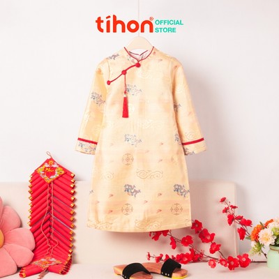 Áo dài cho bé TIHON cao cấp chất liệu gấm phong cách truyền thống AD0744042