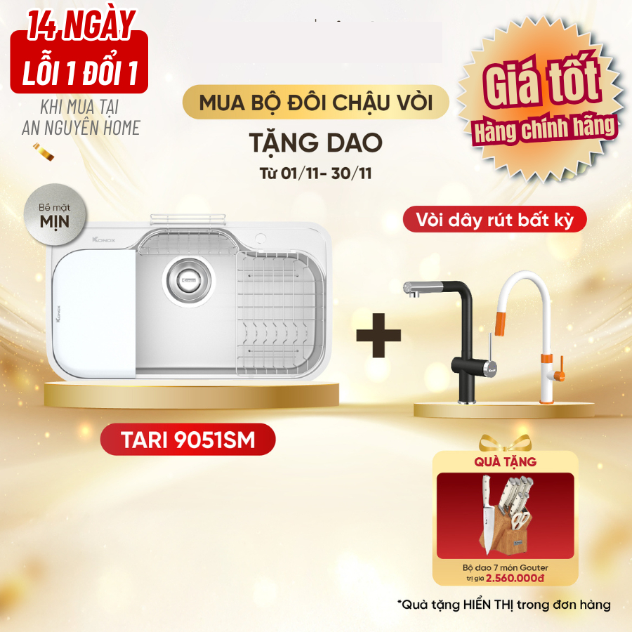 Chậu Rửa Bát Konox Tari 9051SM phòng cách Nhật Hàng Chính Hãng