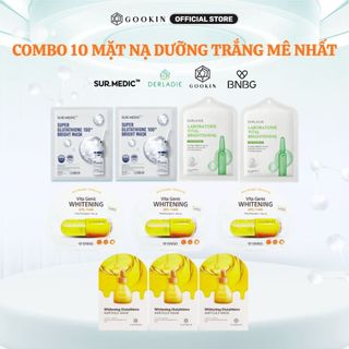  Combo 10 Mix Mặt nạ dưỡng trắng SUR.MEDIC Trắng x2+ Derladie Xanh Lá x2+ Gookin Vàng x3+ BNBG Vàng x3 