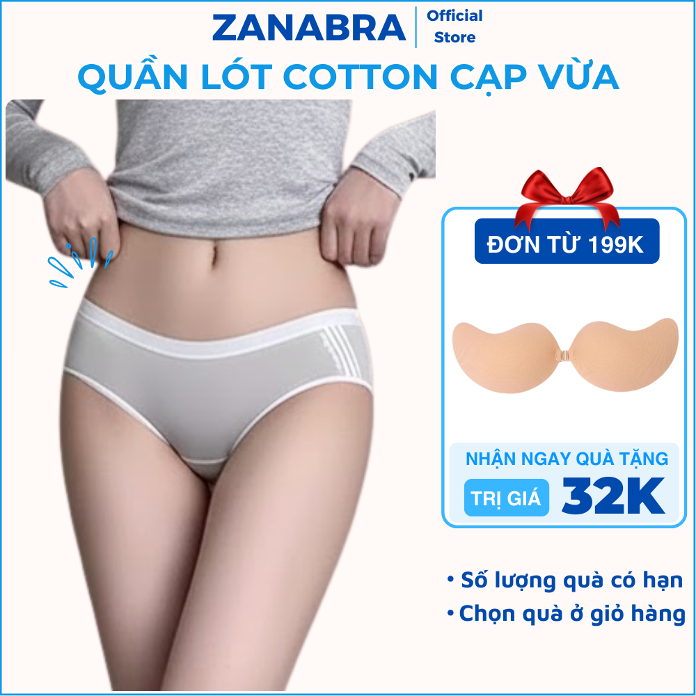 Quần lót nữ cotton cạp vừa ôm dáng - Quần chip nữ viền sọc cá tính, đáy may không cộm ZANABRA L520 | BigBuy360 - bigbuy360.vn