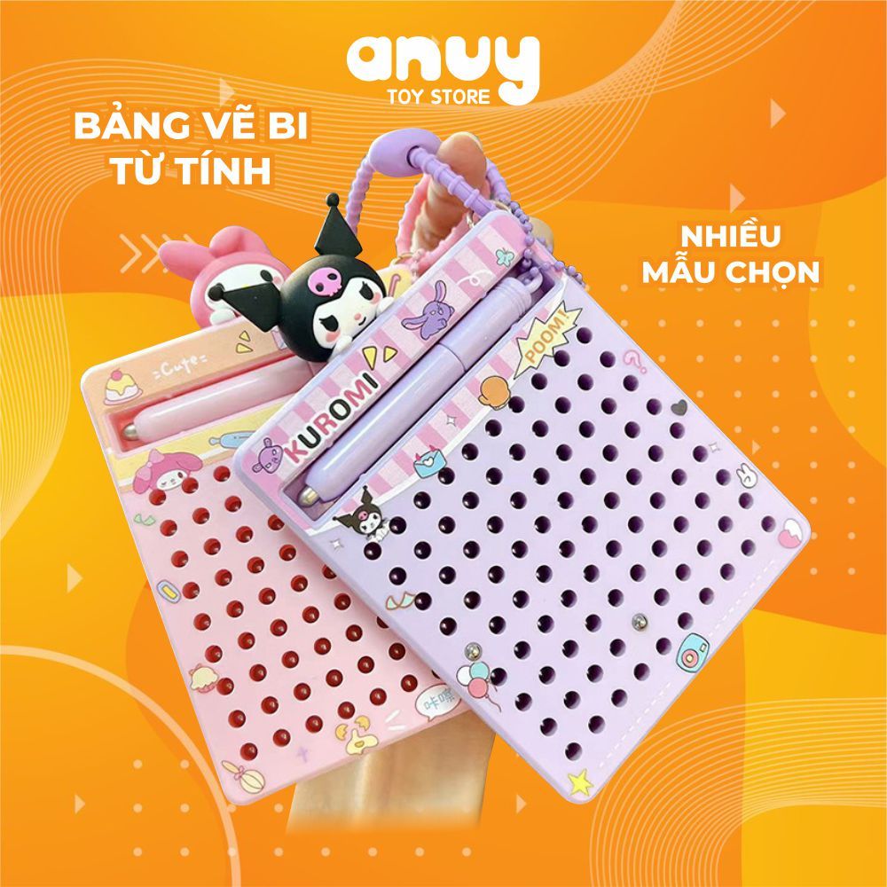 Bảng vẽ nam châm từ tính chấm bi móc khóa Kuromi Melody cao cấp