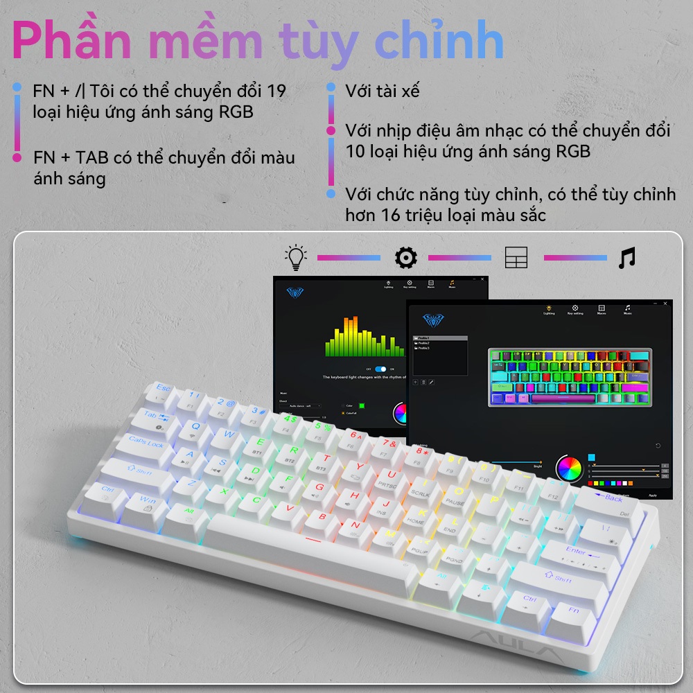 AULA F3261 61 phím Bàn phím cơ khí có dây RGB Bàn phím chơi game nhỏ gọn có thể trao đổi nóng Bàn phím đèn LED | BigBuy360 - bigbuy360.vn