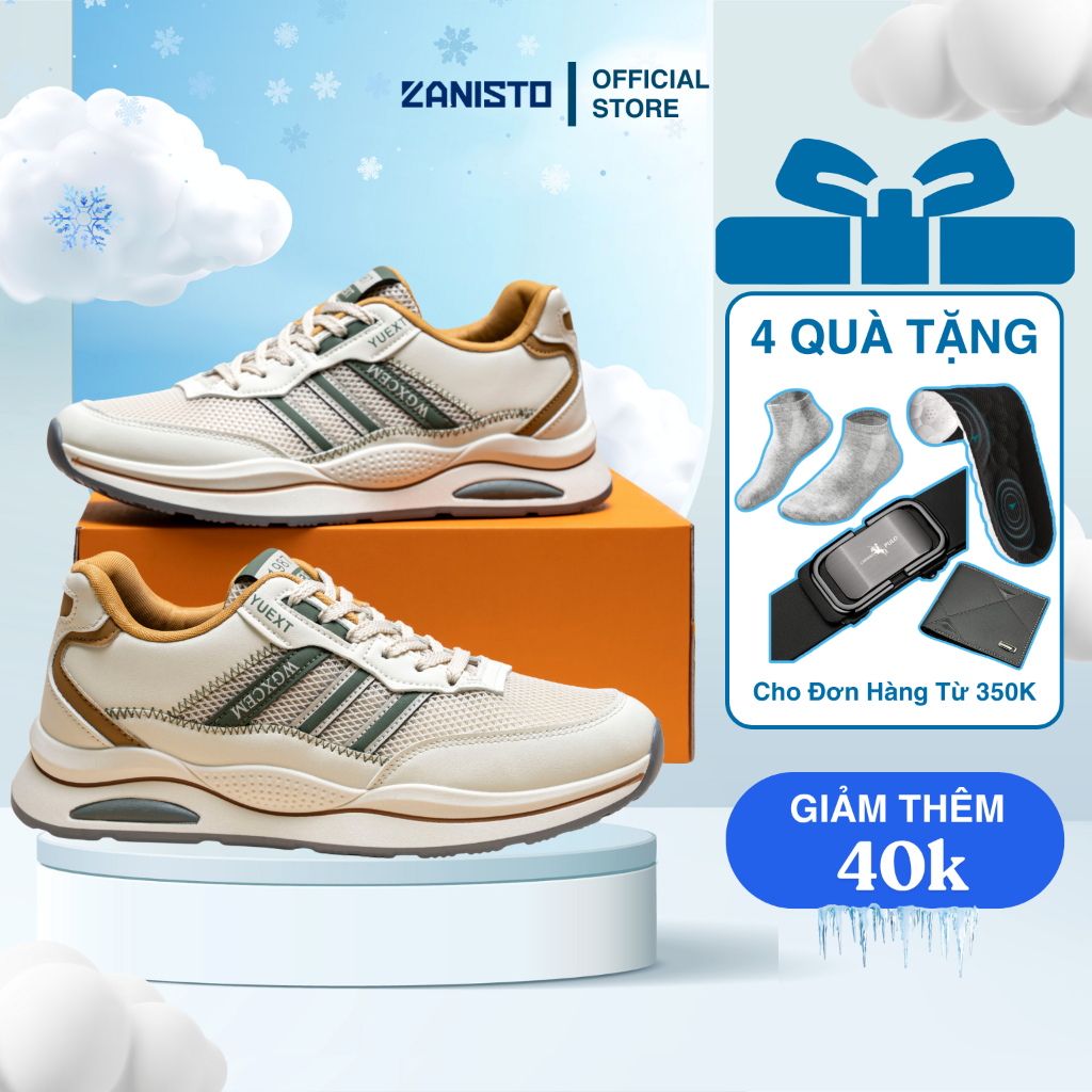 Giày Thể Thao Nam CS067 ZANISTO Đế Cao Su Đúc Nguyên Khối Êm Nhẹ Chất Da Cao Cấp Bền Bỉ Trẻ Trung