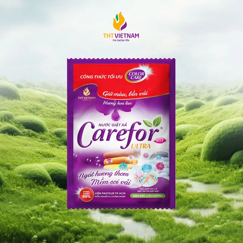 1 Gói Nước Giặt Mini Du Lịch Carefor Ultra 35ml Mềm Vải Đậm Đặc Hương Thơm Tự Nhiên Lưu Hương Lâu