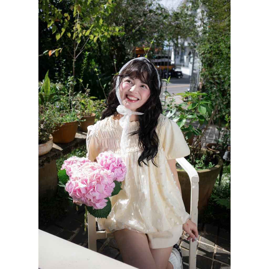 MODEN - Áo babydoll form bí phối voan NUCHI