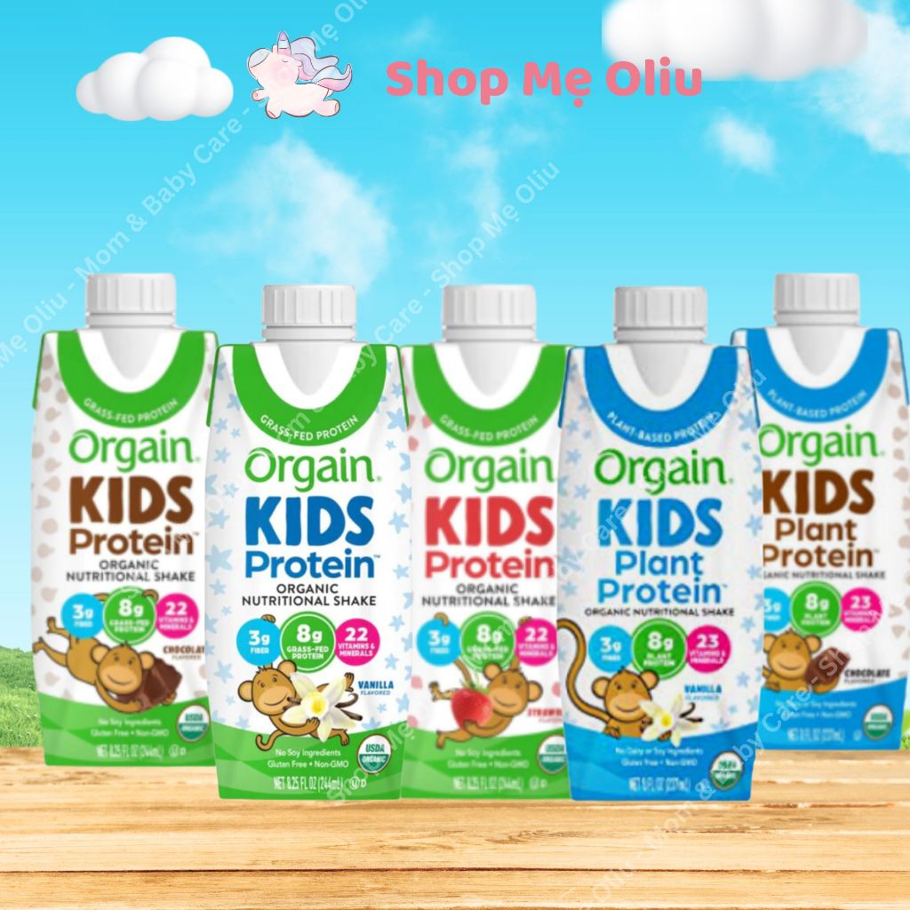 [Lẻ 1 hộp] Sữa nước dinh dưỡng cho bé Protein hữu cơ Orgain Kids Protein 244ml