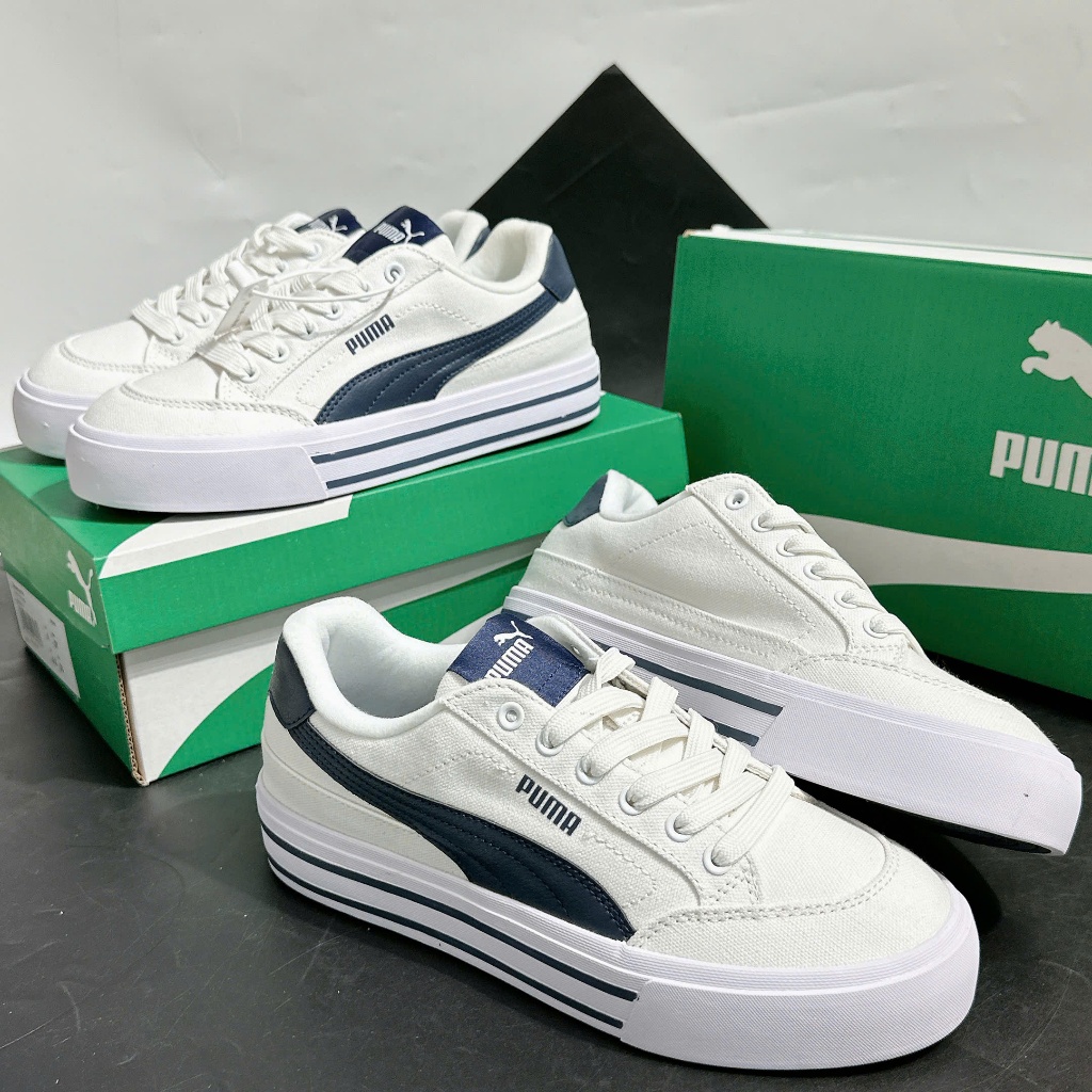 Giày Thể Thao Sneaker Puma Court Classic Vulc Trắng Xanh Navy Bản Best Quality