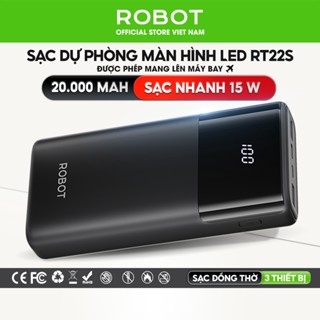 Sạc dự phòng RT22S 20000mAh sạc nhanh 15W ROBOT bảo hành chính hãng 12 tháng