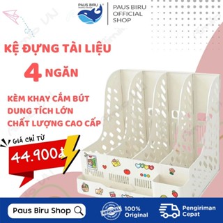  Khay kệ đựng tài liệu văn phòng A4 4 ngăn xinh xắn Giá kệ đựng sách vở để bàn decor bàn học 