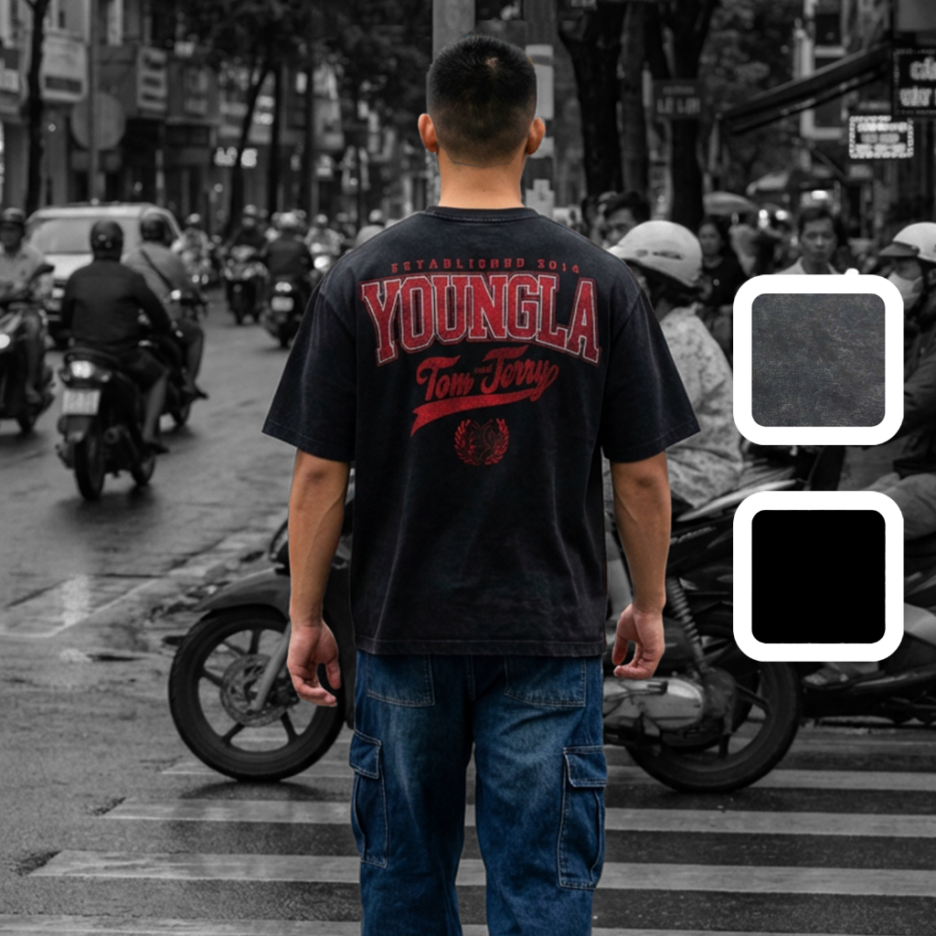 Áo Thun Oversized Wash Youngla x TomnJerry Mẫu Đỏ