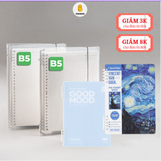  Sổ Còng Binder A5 B5 8 Còng Kèm Ruột Giấy Refill Bìa Sổ Còng Làm Sổ Tay Sổ Ghi Chép 