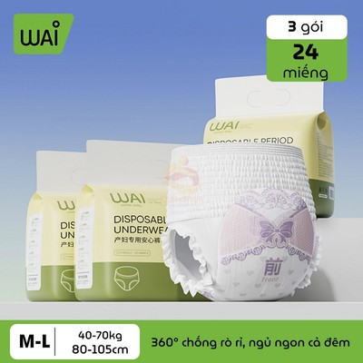 Băng vệ sinh dạng quần WAI túi 8 cái size S/M và L/XL cao cấp KidAndMom chống tràn cho mẹ sau sinh