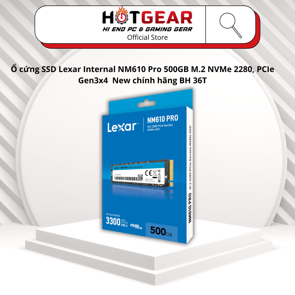 Ổ cứng SSD Lexar Internal NM610 Pro 500GB M.2 NVMe 2280, PCIe Gen3x4  New chính hãng BH 36T