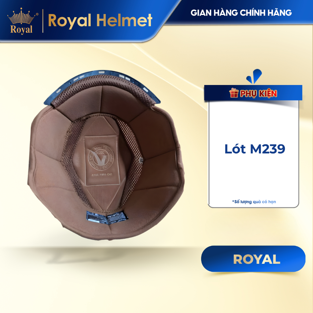 [Phụ Kiện] Lót Thay Thế Mũ Bảo Hiểm M239 Chính Hãng Royal  Lót nón M239 chính hãng nhiều size